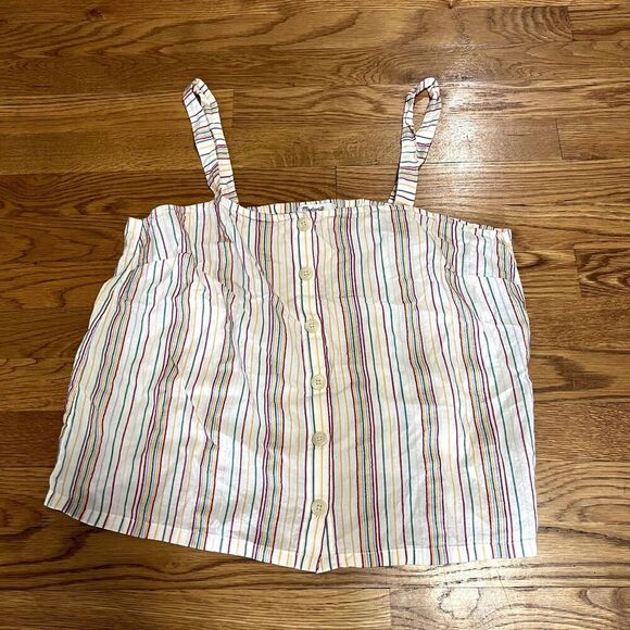 Madewell Button-Front Cami Tank in Textural Rainbow Stripe Large - Picture 2 of 5